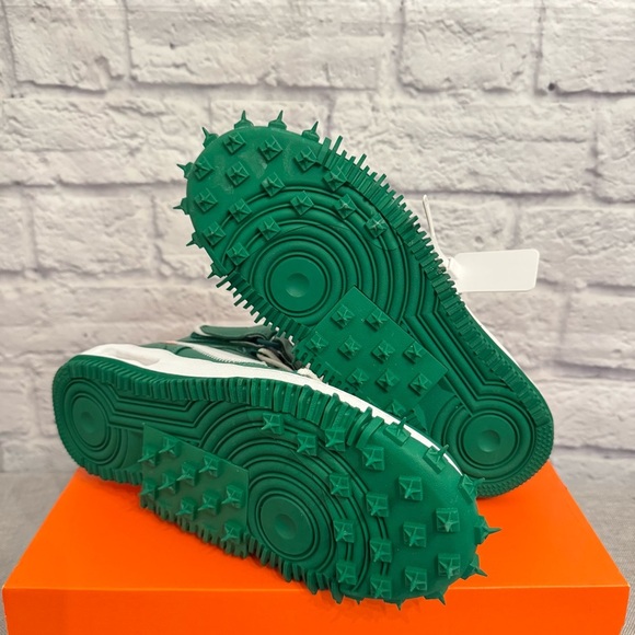 Nike AIR Force 1 MID X Off-White Mens Fashion Trainers in Green White Size 8 - Picture 4 of 7